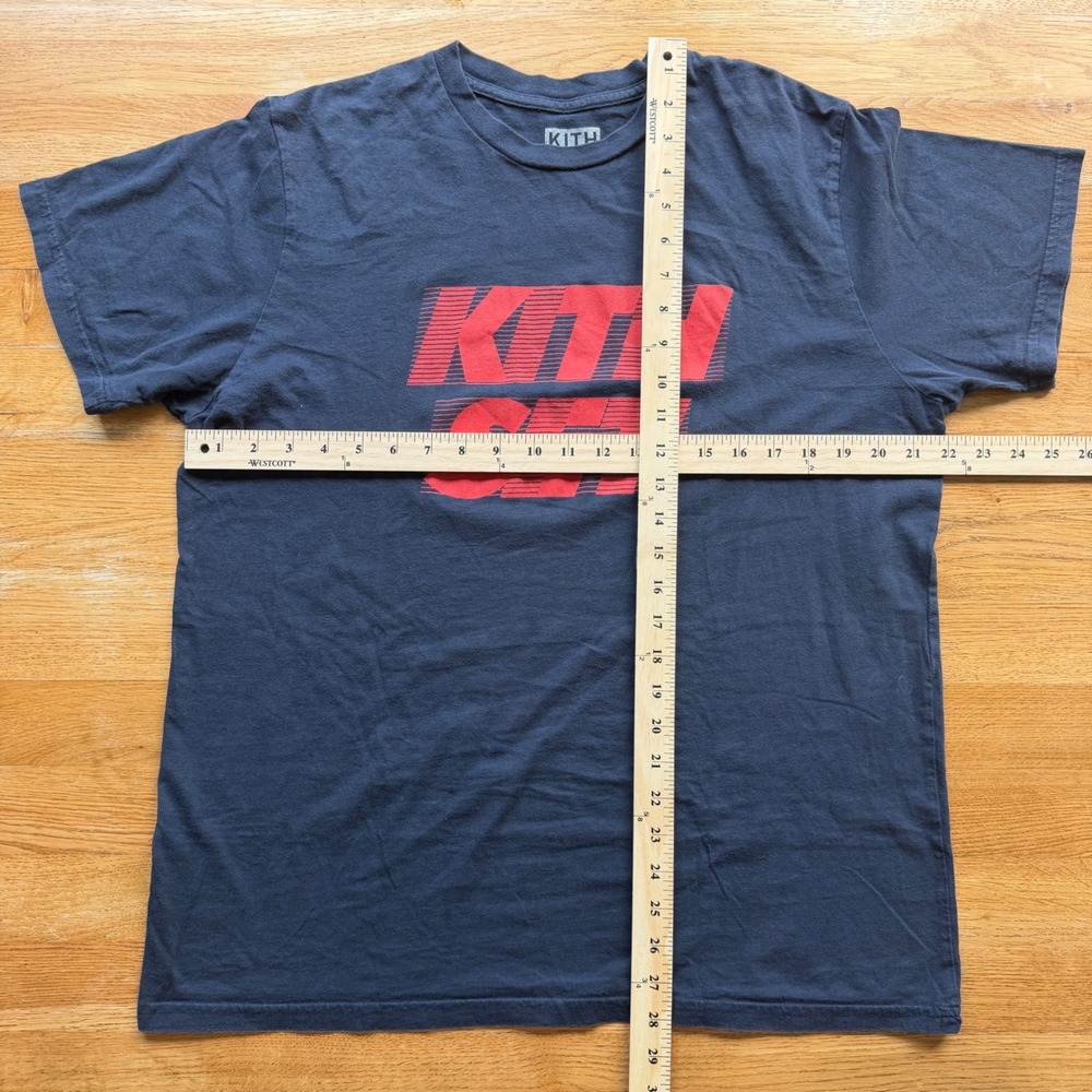 Kith Set Logo Tee Navy Blue Red Graphic Print Short Sleeve Cotton Shirt XL - Picture 2 of 3